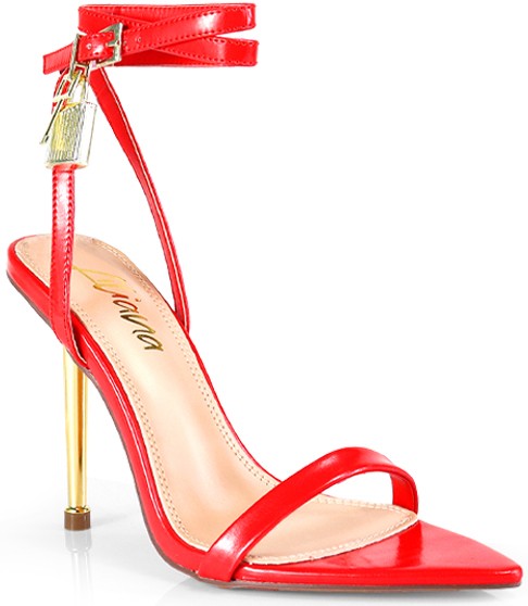 Red Womens Lock Metallic Stiletto Dress Shoes