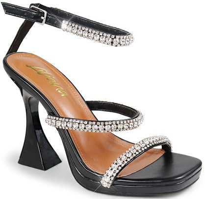 Black Womens Rhinestone Platform Dress Shoes