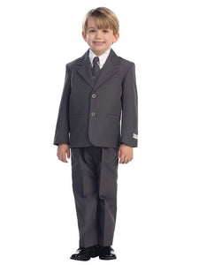 Charcoal  Single Breasted Solid Suit Set