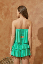 Green Tube Top Ruffle Dress With Shorts