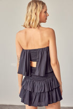 Black Tube Top Ruffle Dress With Shorts