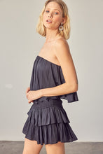 Black Tube Top Ruffle Dress With Shorts
