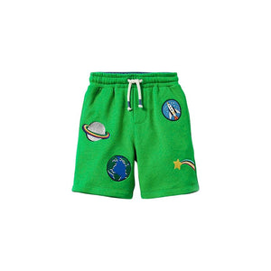 Green Boy's Outer Space Embroidered Shorts