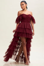 Wine Off S Shirred Ruffle Maxi Dress