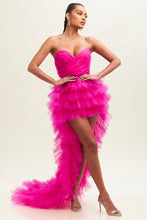 Magenta Tulle Layers Mesh Dress