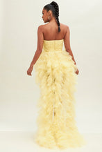 Lt Yellow Tulle Layers Mesh Dress
