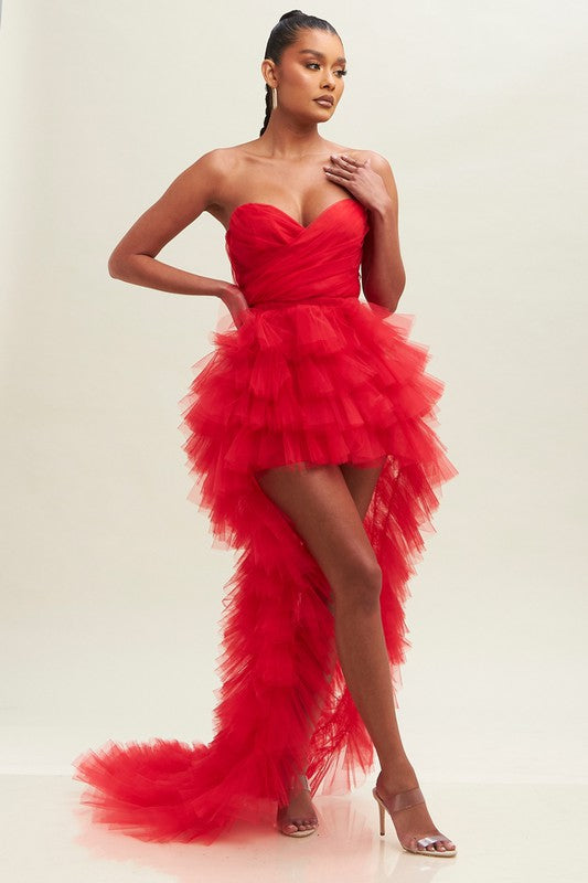 Red Tulle Layers Mesh Dress – Aquarius Brand