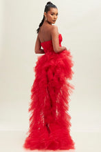 Red Tulle Layers Mesh Dress