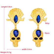 Blue Skull Rhinestone Alloy Earrings