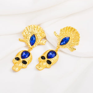 Blue Skull Rhinestone Alloy Earrings