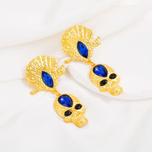 Blue Skull Rhinestone Alloy Earrings