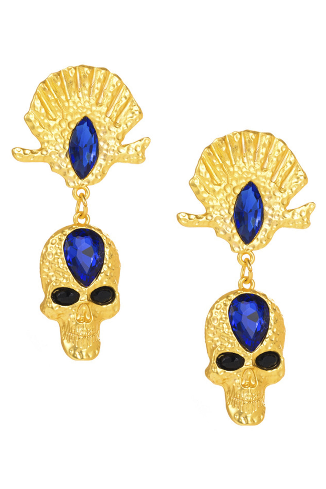 Blue Skull Rhinestone Alloy Earrings
