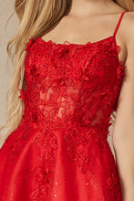 Red Embroidered Top A Line Contrast Dress