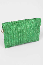 Green Straw Envelope Convertible Clutch Bag