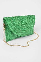 Green Straw Envelope Convertible Clutch Bag