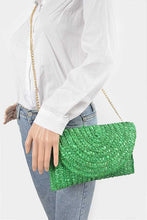 Green Straw Envelope Convertible Clutch Bag