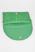 Green Straw Envelope Convertible Clutch Bag
