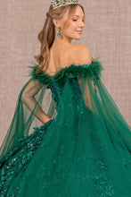 Green Mesh Quinceanera Dress W/ Side Mesh Drape