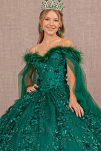 Green Mesh Quinceanera Dress W/ Side Mesh Drape