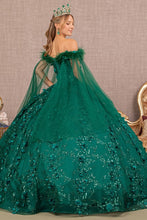 Green Mesh Quinceanera Dress W/ Side Mesh Drape