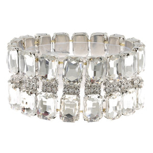 Octagon Cut Crystal Gemstone Stretch Bracelet