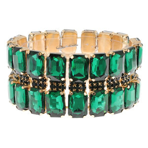 Octagon Cut Crystal Gemstone Stretch Bracelet