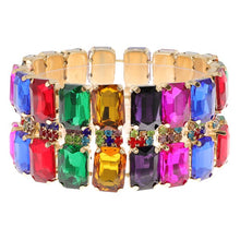 Octagon Cut Crystal Gemstone Stretch Bracelet