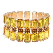 Octagon Cut Crystal Gemstone Stretch Bracelet