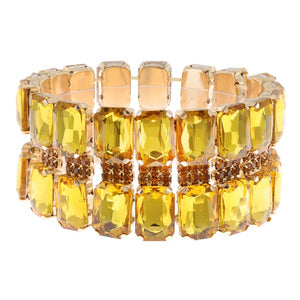 Octagon Cut Crystal Gemstone Stretch Bracelet