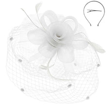 Floral Mesh Netting Veil Fascinator W Headband