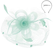 Floral Mesh Netting Veil Fascinator W Headband