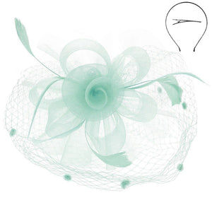 Floral Mesh Netting Veil Fascinator W Headband