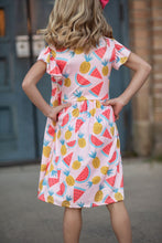 Pink Kids Pineapple Flutter Sleeve Spring Dress