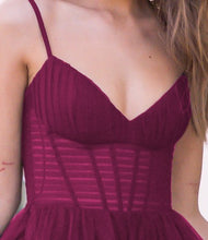 Mulberry V-Line Tulle Long Evening Dress