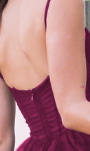 Mulberry V-Line Tulle Long Evening Dress