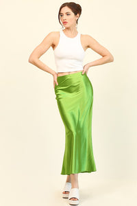 Light Green Glossy Satin Mermaid Midi Skirts