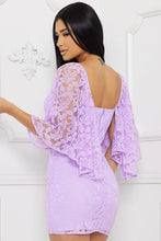 Lilac Lace Cape Sleeve Mini Dress