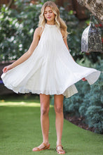 Off White Sleeveless Tie Back Neck Strap Ruffle Hem Mini