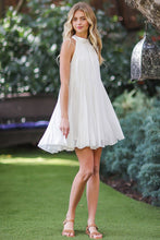 Off White Sleeveless Tie Back Neck Strap Ruffle Hem Mini