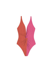 Brick X Rose Two-Color One-Piece Swimsuit