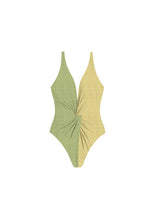 Green X Yellow Two-Color One-Piece Swimsuit