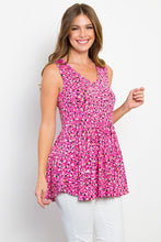 Fuschia Print Wrinkle Free Top