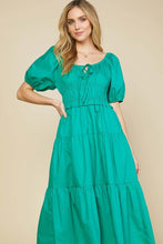 Jade Green Bodice Smocked Midi Dress