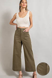 Olive Soft Washed Wide Leg Pants