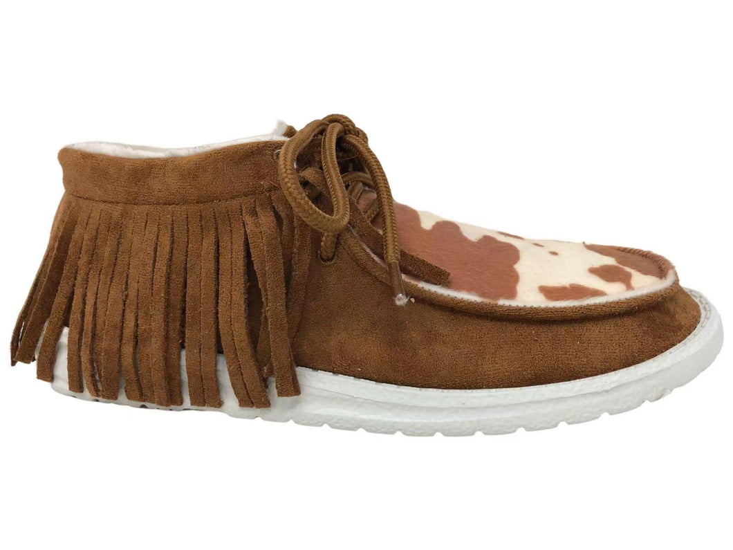 Tan Cream Fringed Sneaker