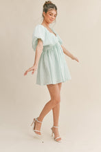 Mint Sweetheart Neckline Puff Sleeve A-Line Dress