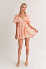 Orange Sweetheart Neckline Puff Sleeve A-Line Dress