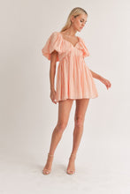 Orange Sweetheart Neckline Puff Sleeve A-Line Dress