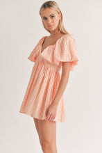 Orange Sweetheart Neckline Puff Sleeve A-Line Dress