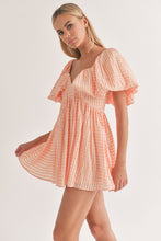 Orange Sweetheart Neckline Puff Sleeve A-Line Dress